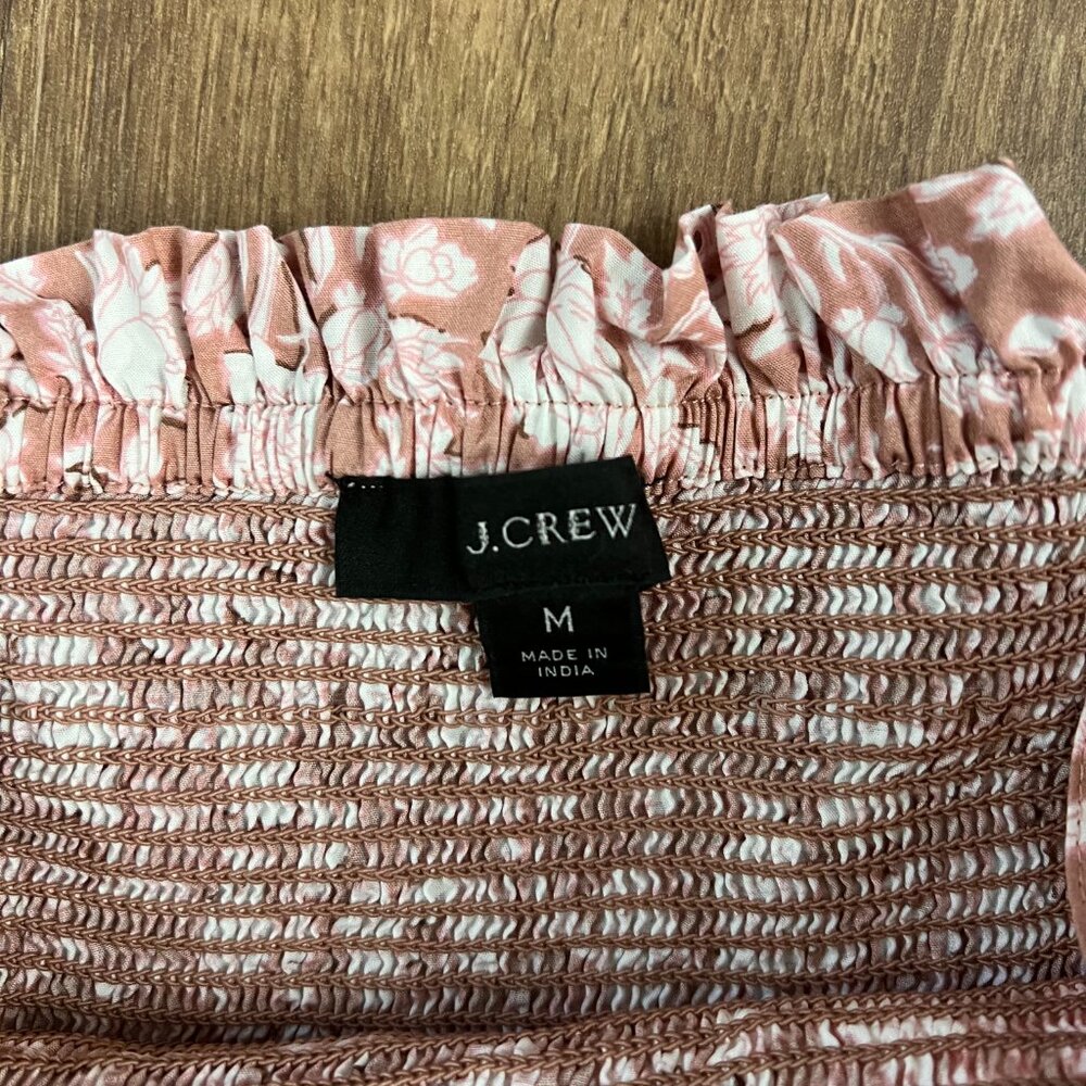 J. Crew Smocked Cotton Poplin Dress Rose Vines Sz M - Picture 8 of 13